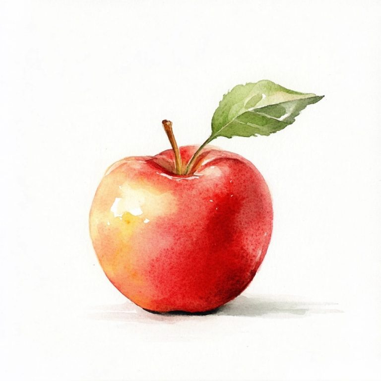 Watercolor Cute Apple