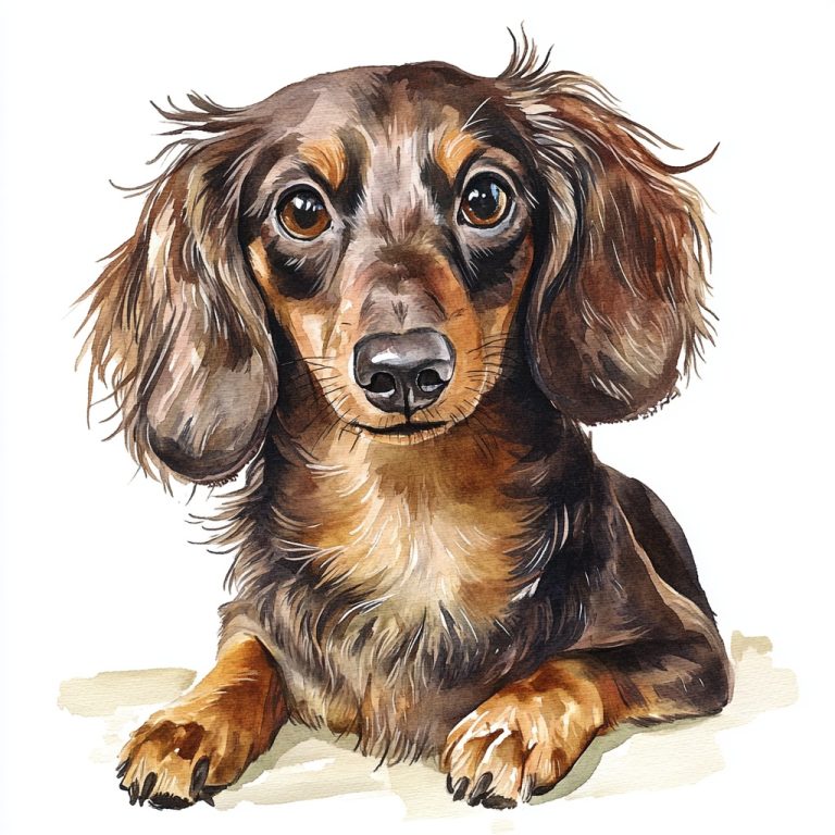 Watercolor Dachshund Portrait