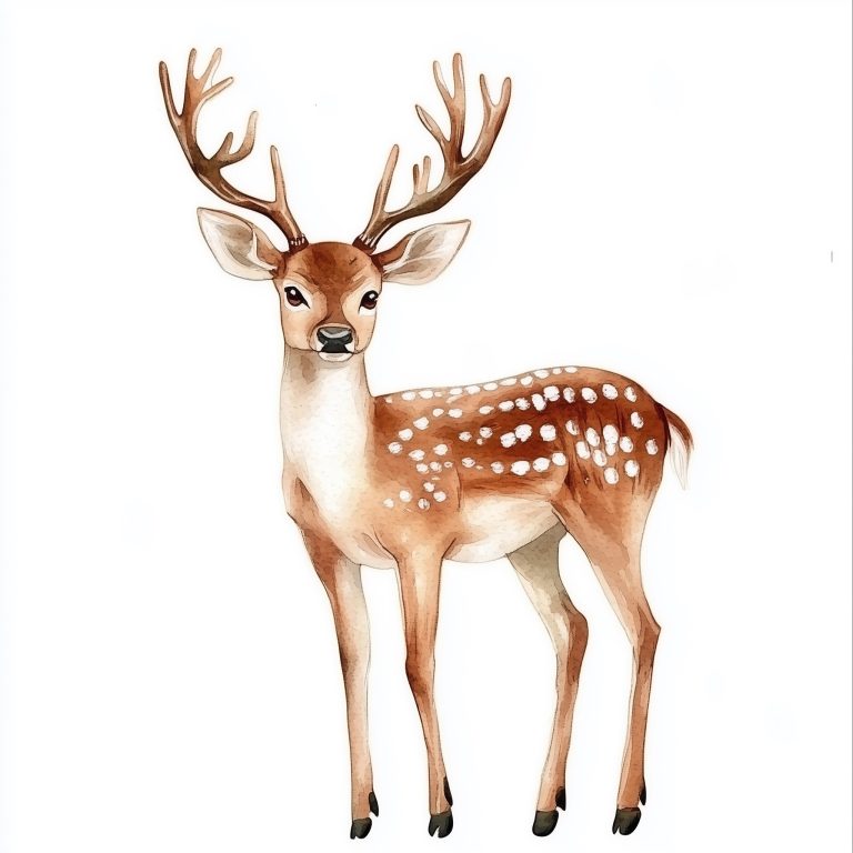 Watercolor Deer for Christmas