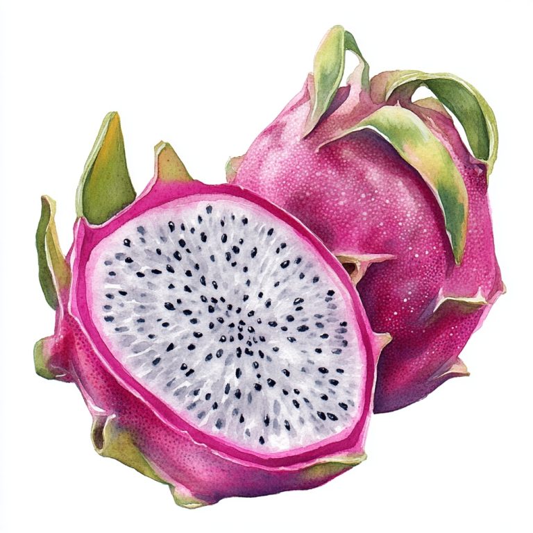 Watercolor Dragon Fruit Cut