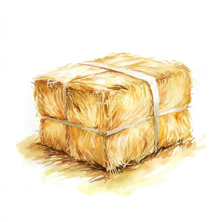 Watercolor Drawing of Hay Bale