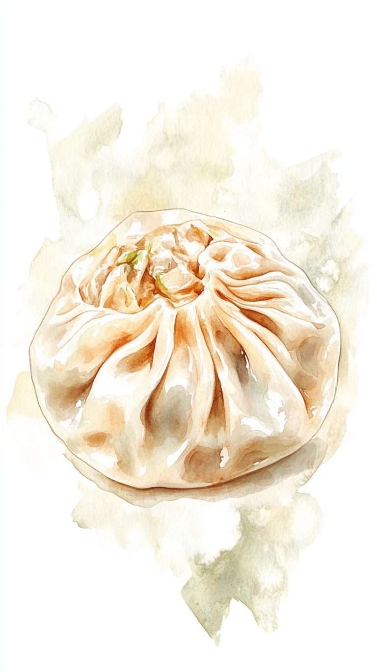 Watercolor Dumpling Illustration