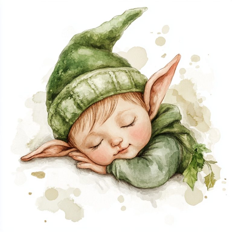 Watercolor Elf Baby Illustration