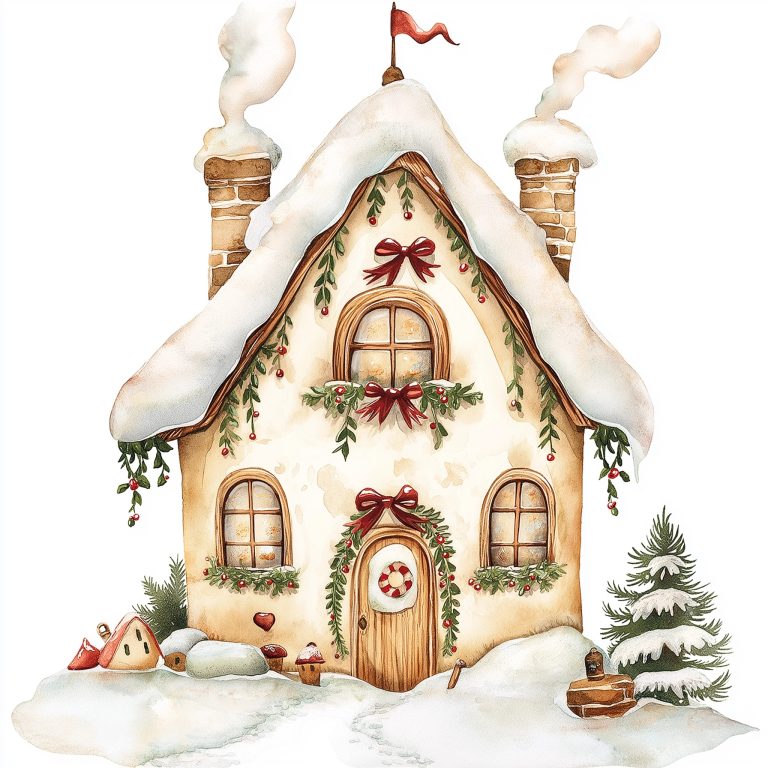 Watercolor Elf House Clipart