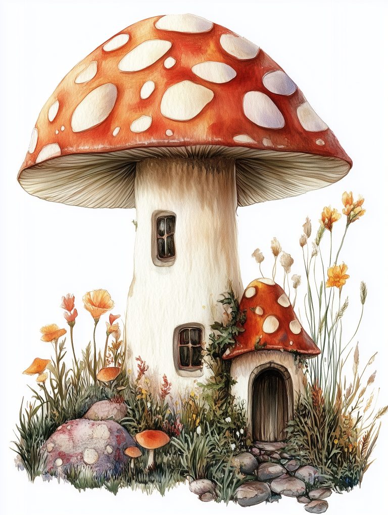 Watercolor Enchanted House Illustration