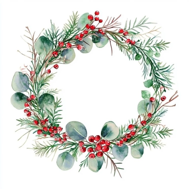 Watercolor Eucalyptus Wreath Decor