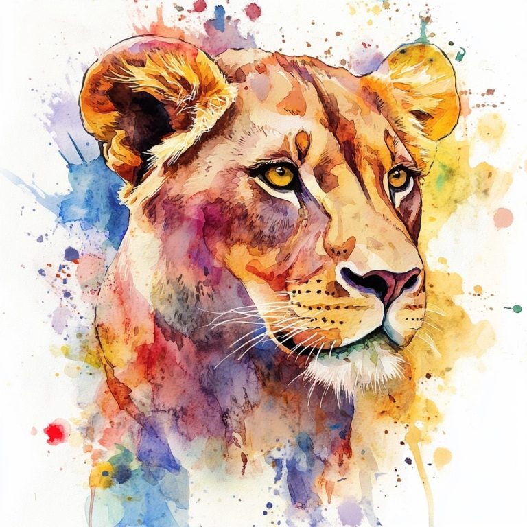 Watercolor Female Lion