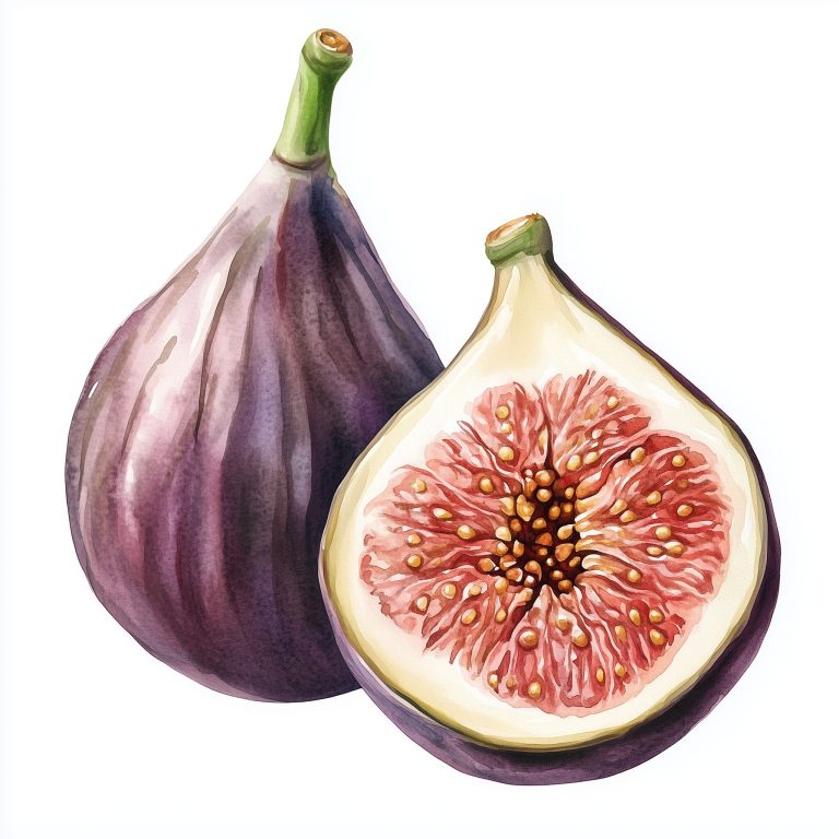 Watercolor Fig Slice Illustration