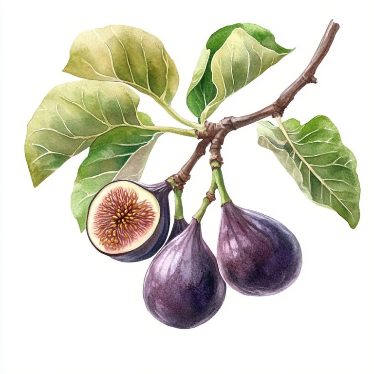 Watercolor Figs on Branch