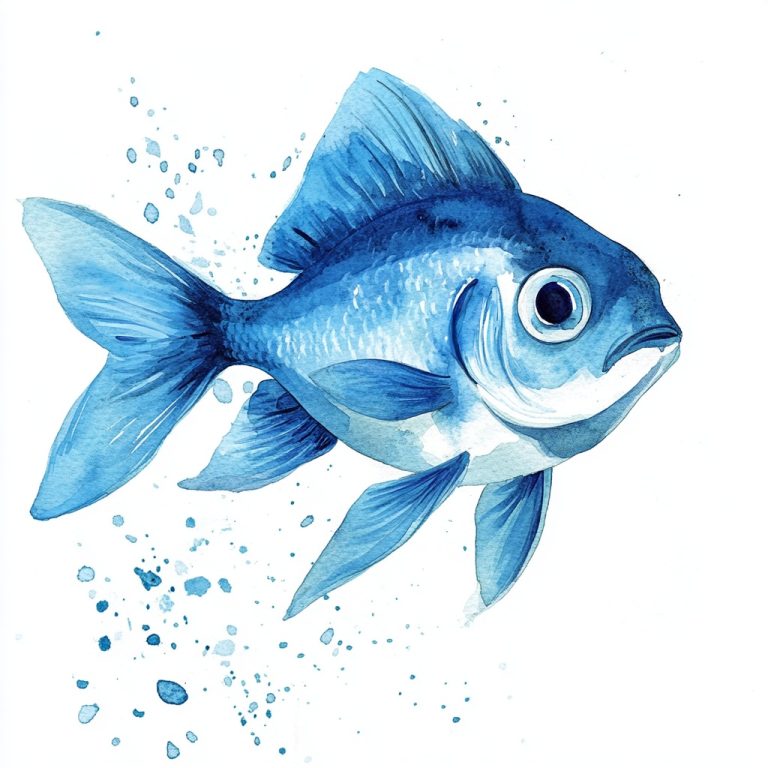 Watercolor Fish on White