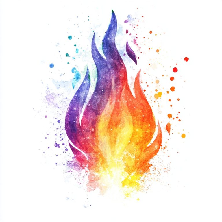 Watercolor Flame with Splatter