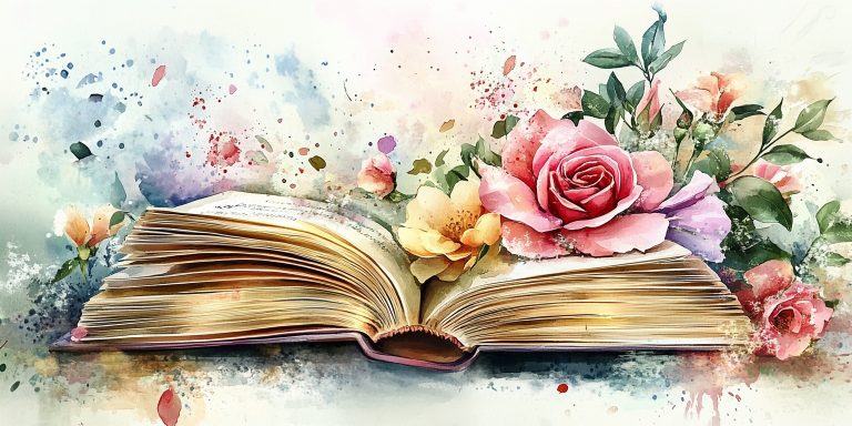 Watercolor Floral Books and Roses