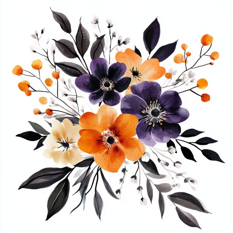 Watercolor Floral Clipart Arrangement