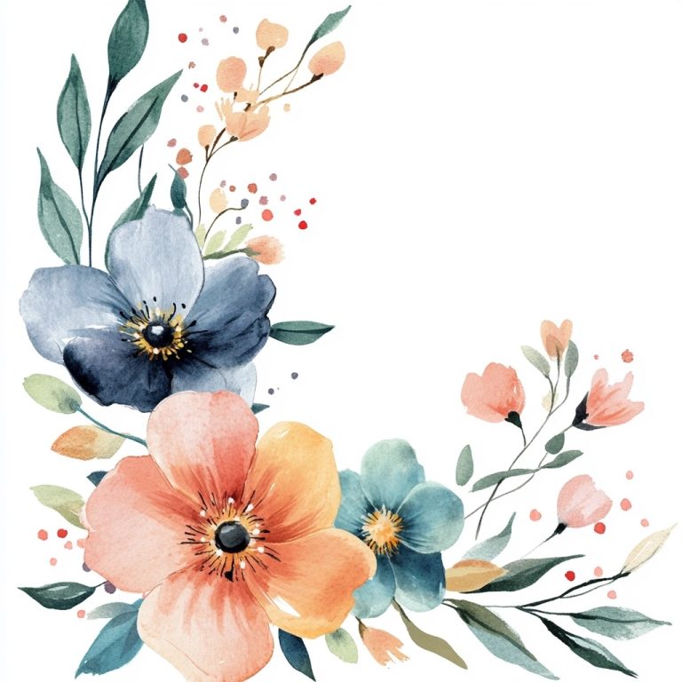 Watercolor Floral Corner Arrangement