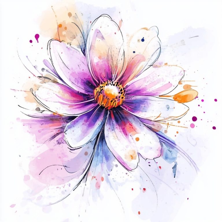 Watercolor Flower with Graphics