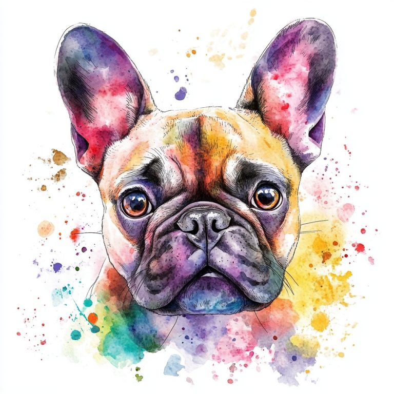 Watercolor French Bulldog Face