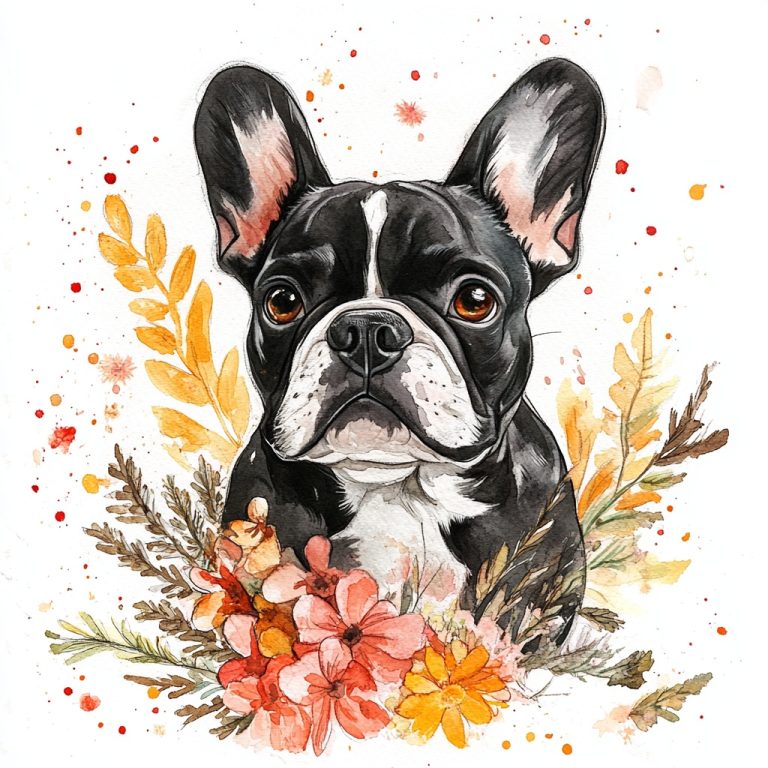 Watercolor French Bulldog Logo