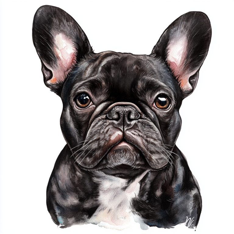 Watercolor French Bulldog Portrait