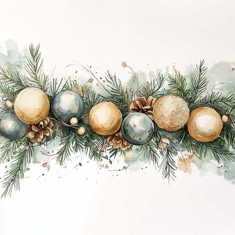 Watercolor Garland with Fir