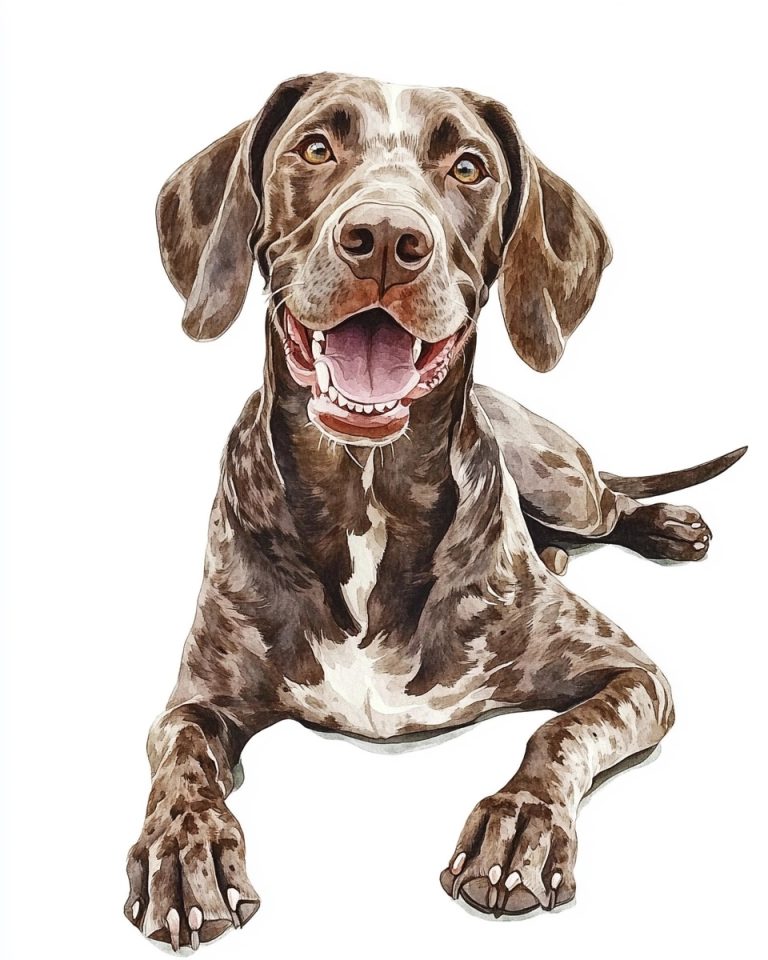 Watercolor German Pointer Portrait