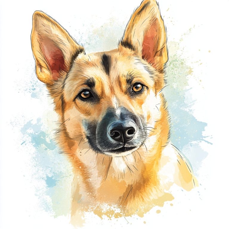 Watercolor German Shepherd Mix