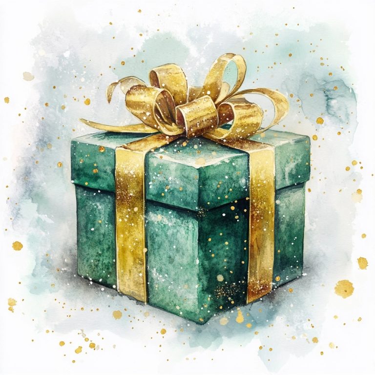 Watercolor Gift Box Illustration