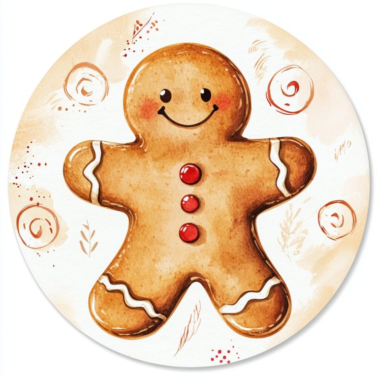 Watercolor Gingerbread Cookie Clipart