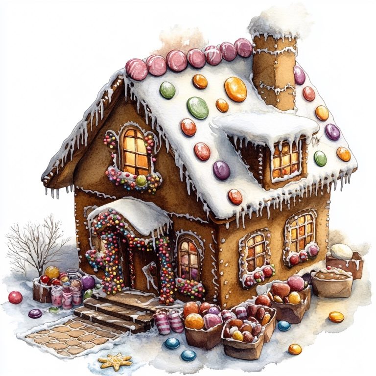 Watercolor Gingerbread House 2