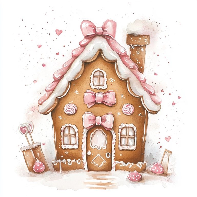 Watercolor Gingerbread House 3