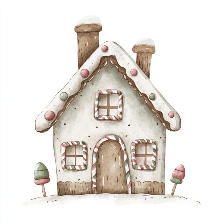 Watercolor Gingerbread House 4