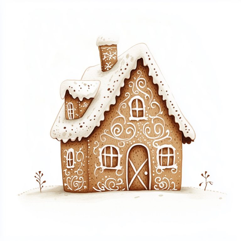 Watercolor Gingerbread House