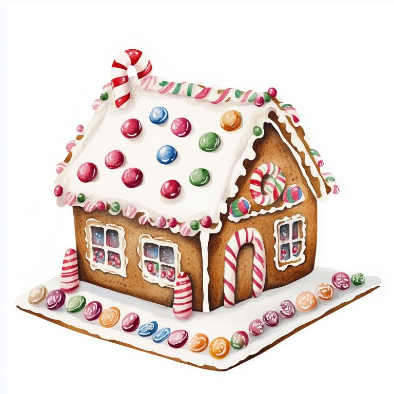 Watercolor Gingerbread House Clipart