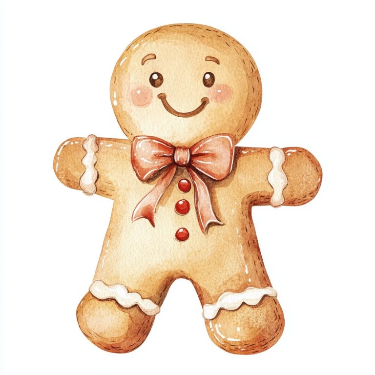 Watercolor Gingerbread Man Art