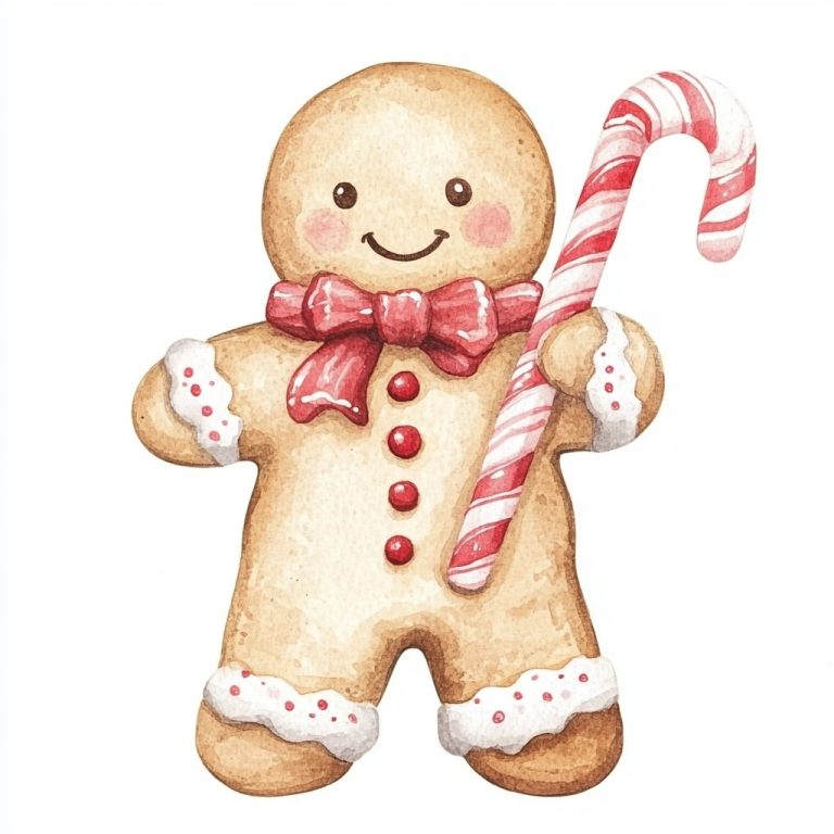 Watercolor Gingerbread Man Clipart