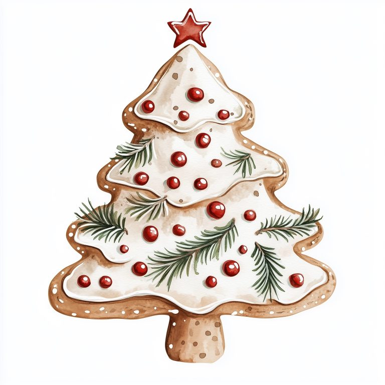 Watercolor Gingerbread Tree Clipart