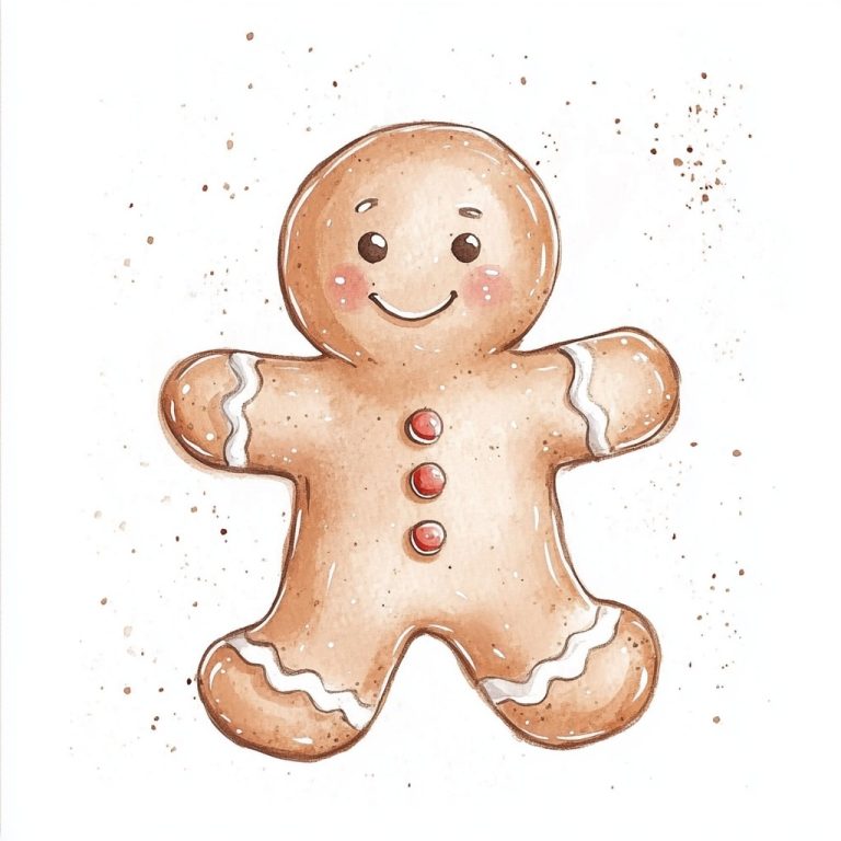 Watercolor Gingerbreadman Illustration