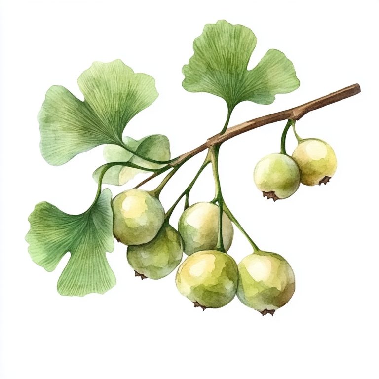 Watercolor Ginkgo Fruit Illustration