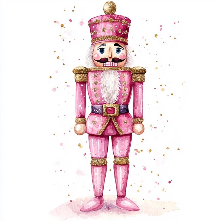 Watercolor Glittery Nutcracker