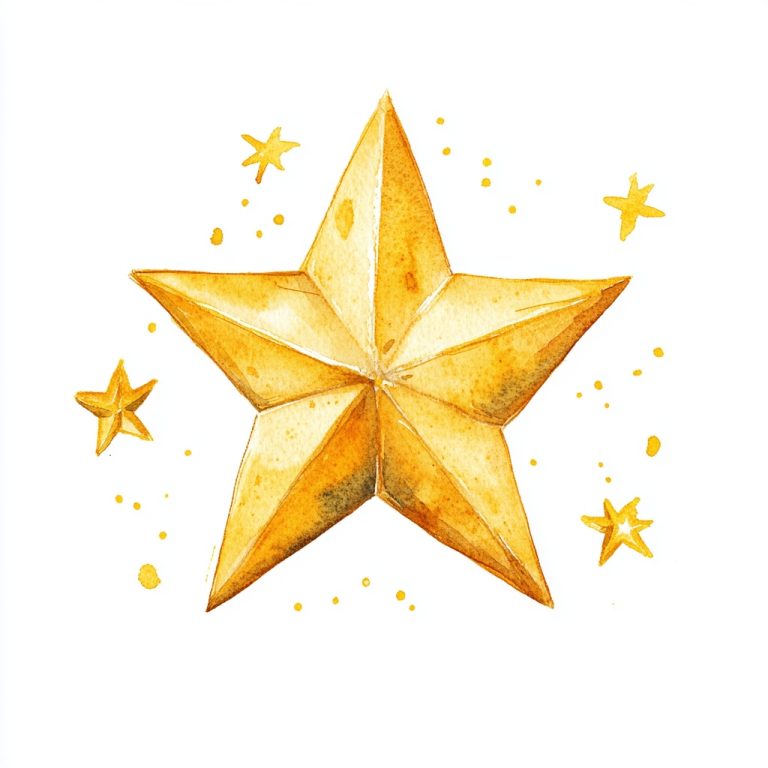 Watercolor Gold Star Illustration