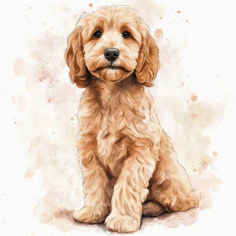 Watercolor Golden Doodle Illustration