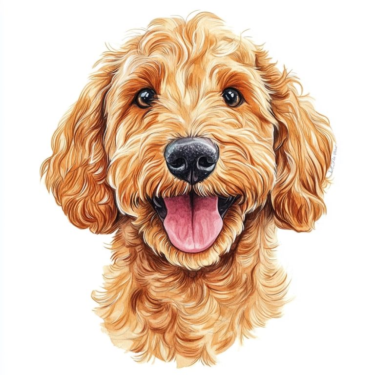 Watercolor Golden Doodle Portrait