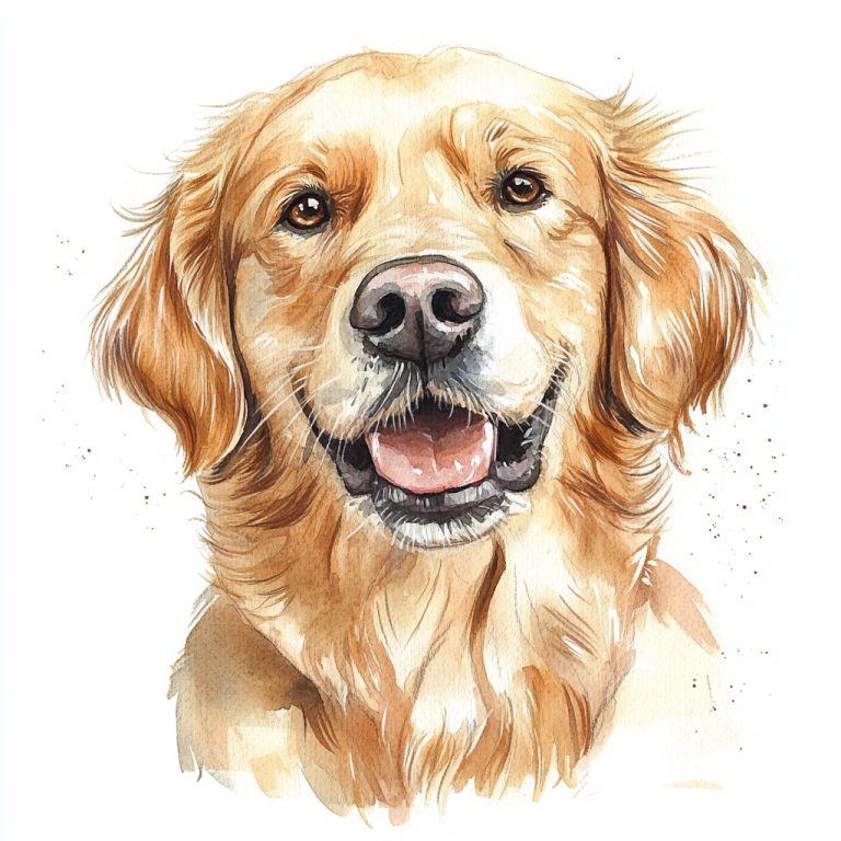 Watercolor Golden Retriever Illustration