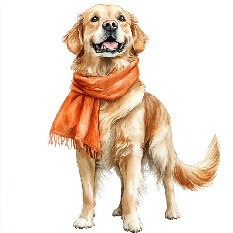 Watercolor Golden Retriever Scarf