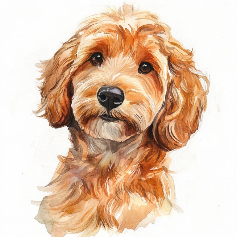 Watercolor Goldendoodle Portrait