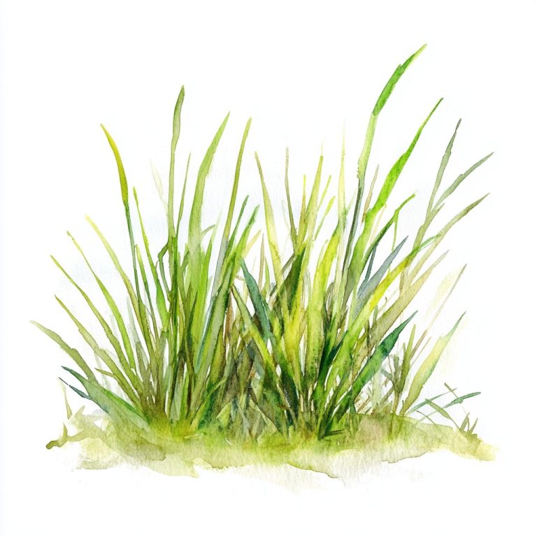 Watercolor Grass on White