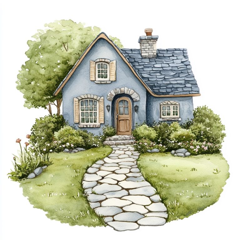 Watercolor Gray Home Pathway