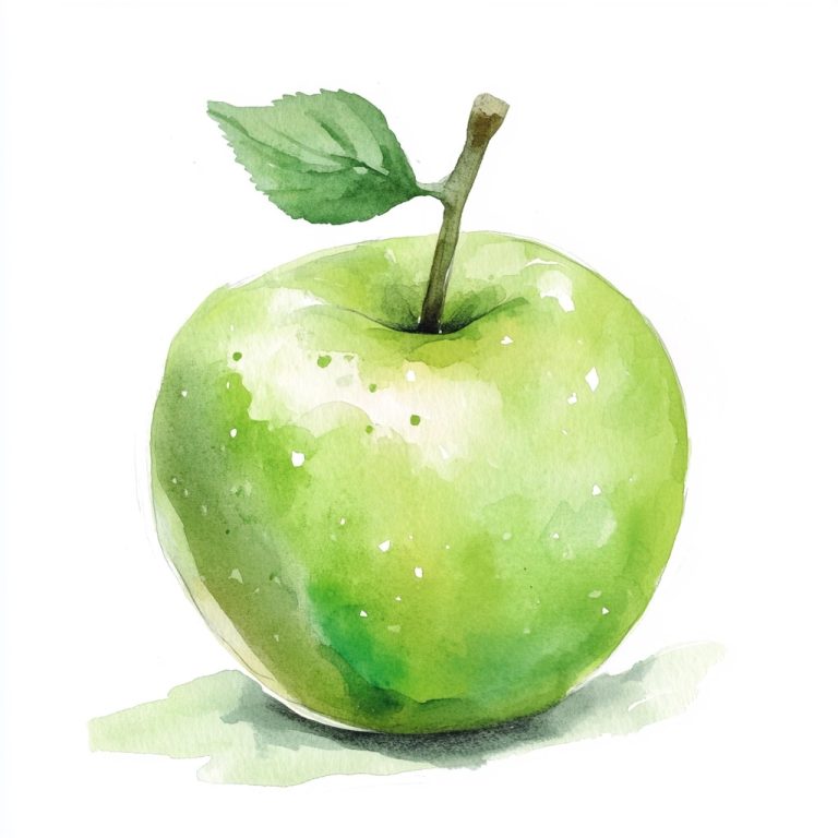 Watercolor Green Apple Illustration