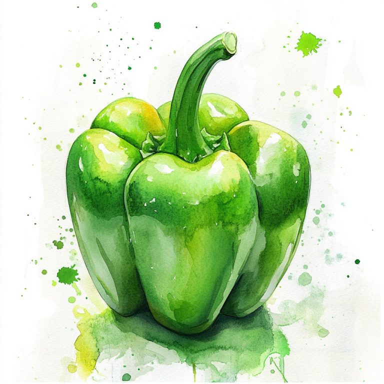 Watercolor Green Bell Pepper