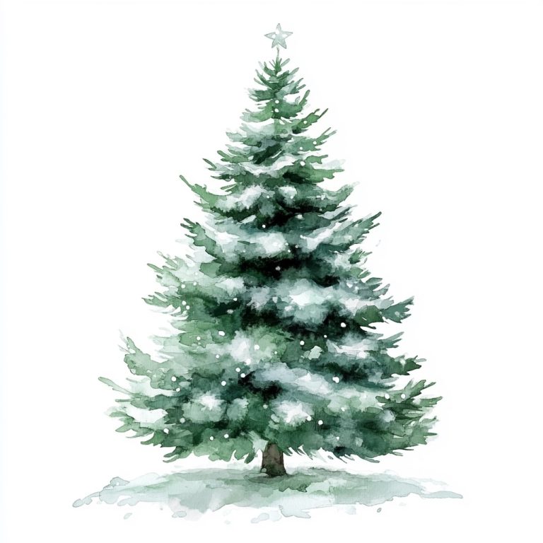 Watercolor Green Christmas Tree