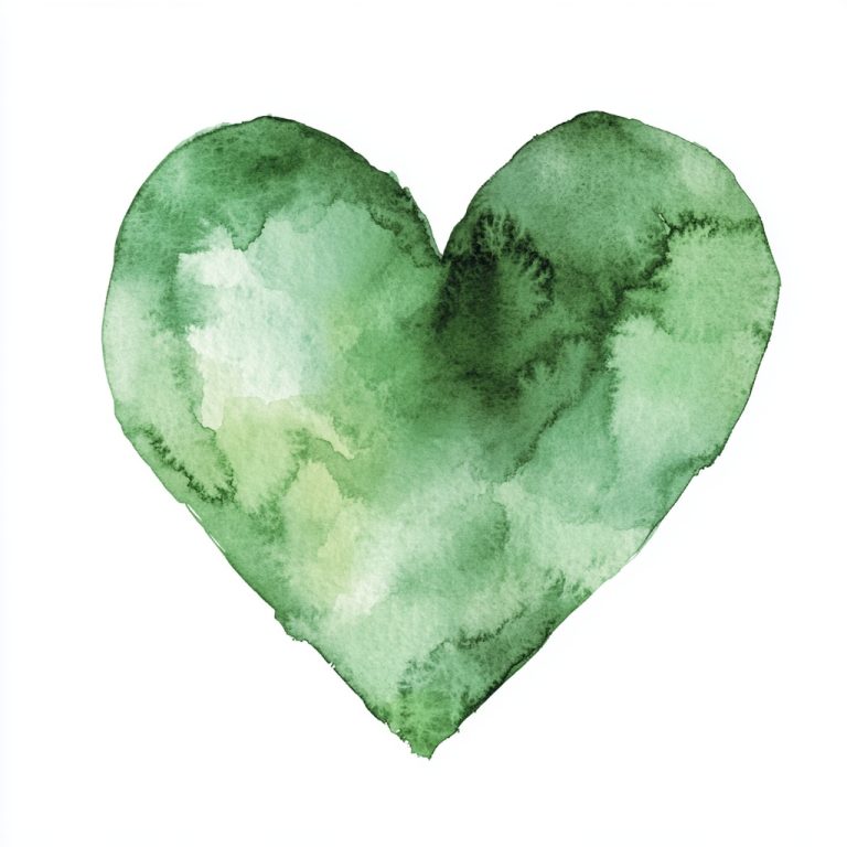 Watercolor Green Heart Emoji